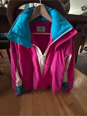 Vintage 80s Neon Colourblock Windbreaker Jacket Pink Teal White Retro Ski Y2K